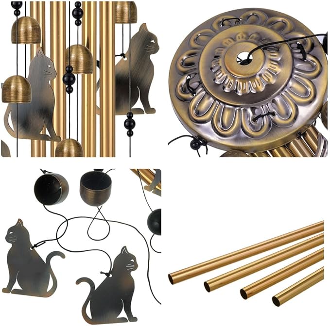 Bronze Cats Wind Chimes Decor, Mobile Blessing Wind Bells Decorate, Sympathy Wind Catcher, Memorial Gifts for Mom,Grandma,Woman (Housewarming/Outside/Indoor/Home/Room/Porch/Yard/Garden Decoration)