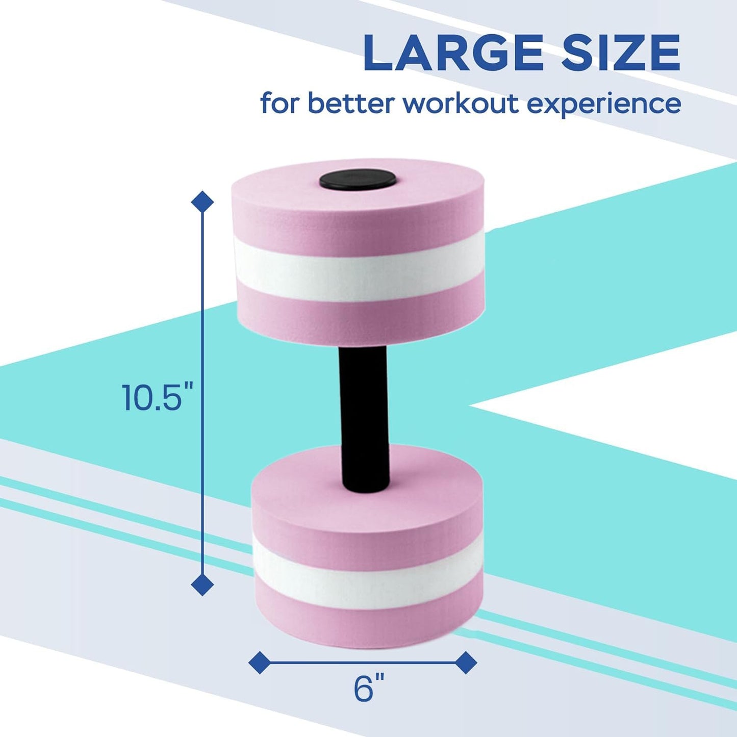 VEAREAR 2Pc Water Dumbells Water Aerobic Exercise Foam Dumbbell Pool Resistance Aquatic Dumbbell EVA Yoga Barbell Exercise Fitness Equipment Exercises Equipment for Weight Loss