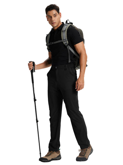 Mens Hiking Cargo Work Nylon Pants - Water & Wear Resistant Breathable Lightweight Stretch Quick Dry - EDC with 6 Pocket Black
