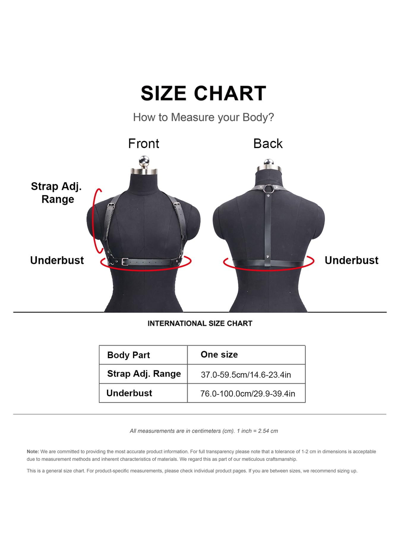 WARANDOD Adjustable PU Leather Shoulder Harness for Women, Gothic Chest Belt with Alloy Buckles, Punk Fashion Body Accessory for Festival, Rave, Cosplay, Clubwear Outfits(Fits Underbust 29.9-39.4in)