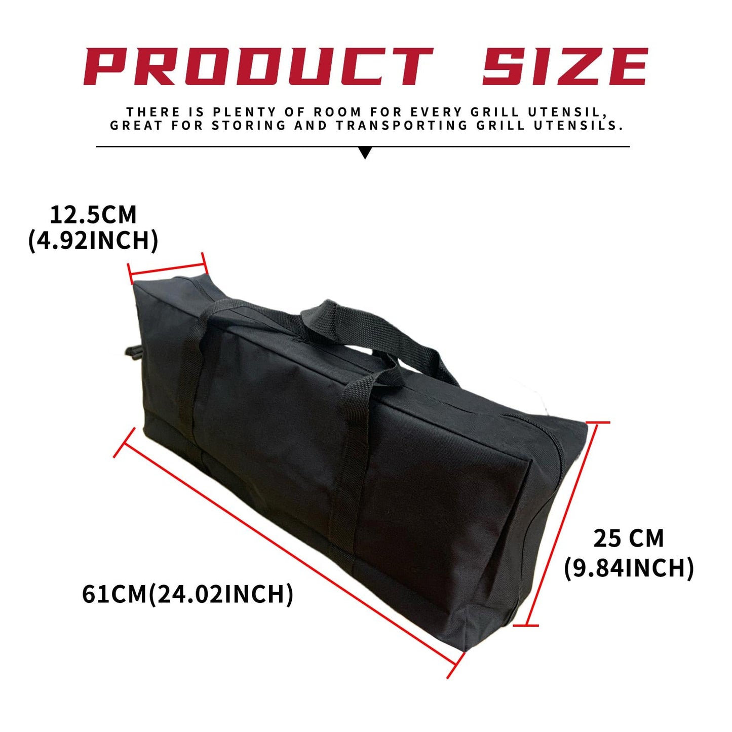 Dabiyvoil Grill Tool Storage Bag, 24" Oxford Cloth Grill Accessory Storage Bag, Double Zipper Grill Tools Storage Bag, Suitable for Grill Utensil Storage, BBQ Tool Storage