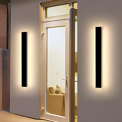 2 Pack 39.3inch Modern Outdoor Wall Sconce, 3 CCT 3000K/4500K/6000K, IP65 Waterproof Long Strip Exterior Light, 36W, Black Outside Garden Lighting for Porch, Patio, Fence, Yard