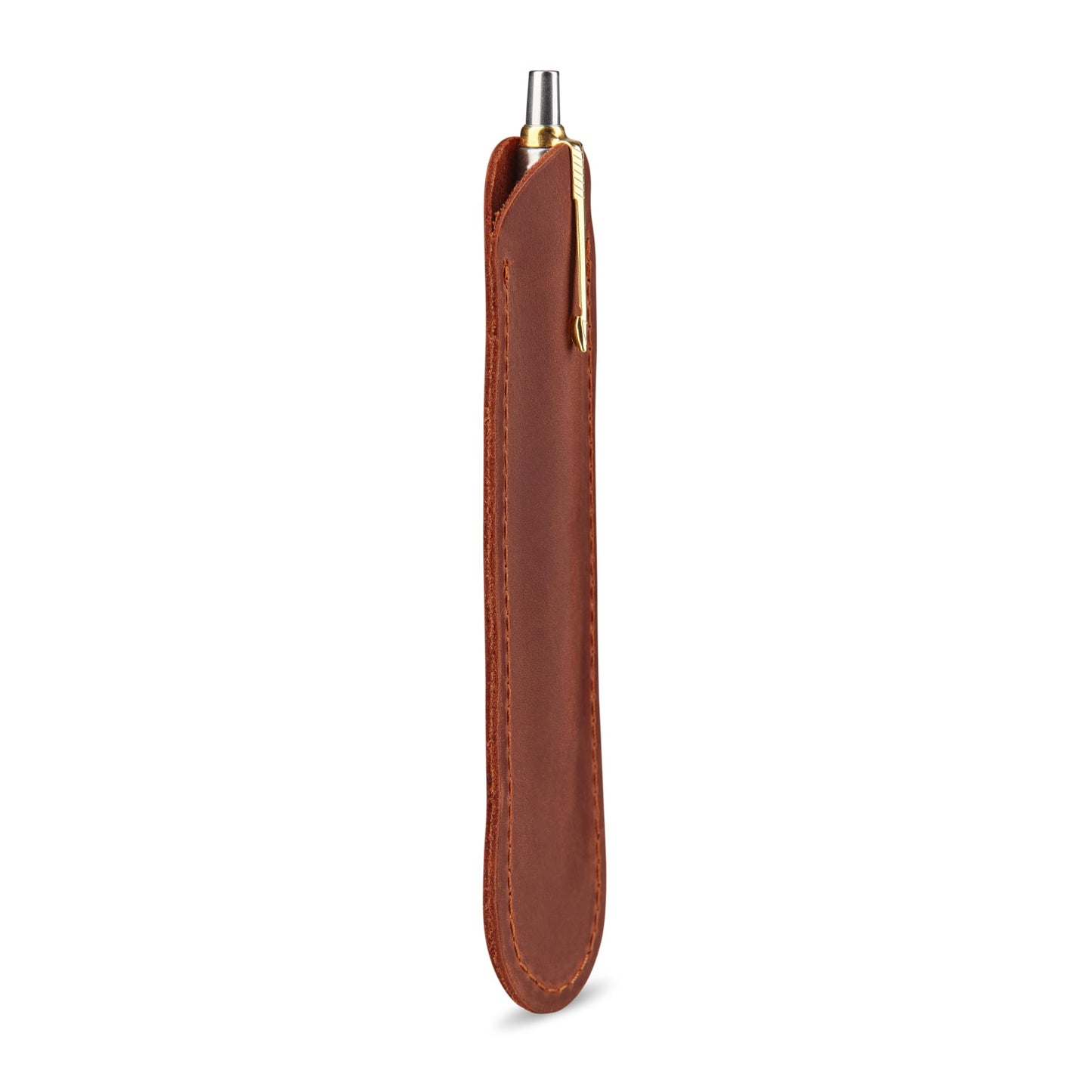 MAKYN Leather Pen Case, Single Pen Pouch Cover, Fountain Pen Sleeve Holder (Cognac)