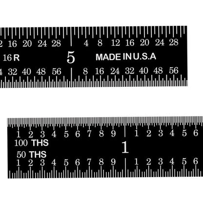 PEC Tools Stainless Steel Ruler Set (6"+12"), High-Contrast Machinist Ruler with Markings 1/32", 1/64", 1/50" and 1/100", Made in USA