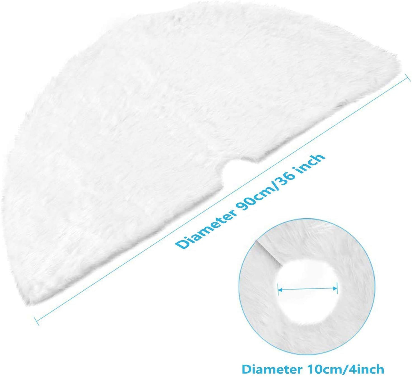 Christmas Tree Skirt - 36 inches White Christmas Tree Skirt, High-End Soft Classic Fluffy Faux Fur Tree Skirt for Xmas Tree Decorations and Ornaments