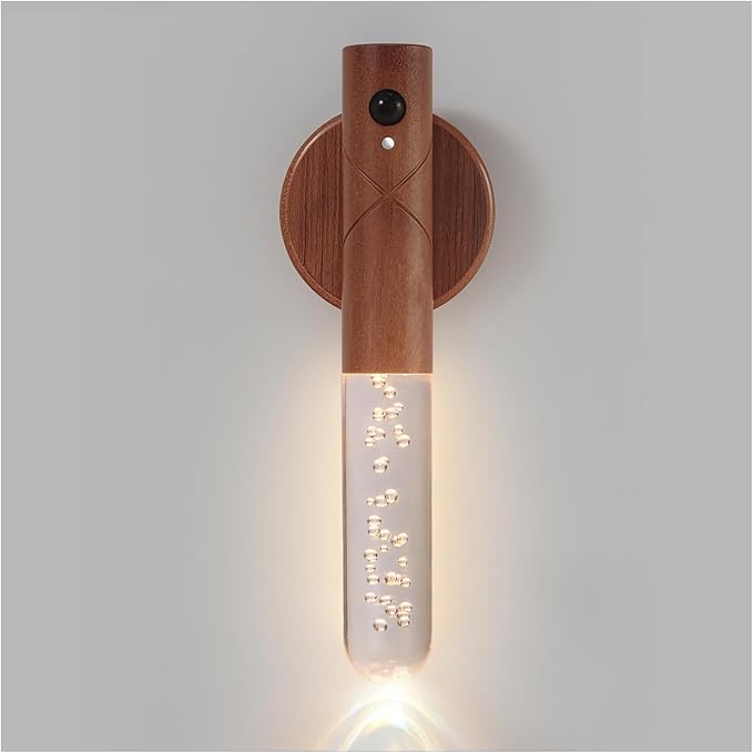Motion Sensor Light Indoor, Battery Operated LED Lights for Bedroom, 3 Colors & Dimmable, Portable Rechargeable Wall Sconce for Bathroom Hallway Stair Garage Understairs Cupboard Kids Gift(Crystal)
