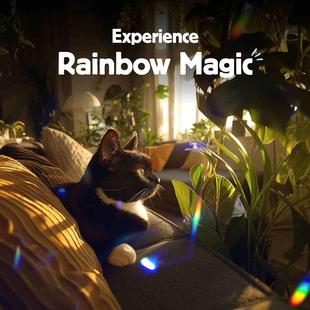 Kikkerland Solar Powered Rainbow Maker – Prism Suncatcher, Fun Home Window Decor – Unique Gift for Christmas & Birthdays – Single Crystal