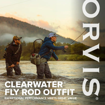Orvis Clearwater Fly Rod Outfit - Fishing Rod and Reel Combo with Black Chrome Blank, Ceramic Guides, Durable Reel Seat, and Rod Tube - 8'6 5Wt 4pc