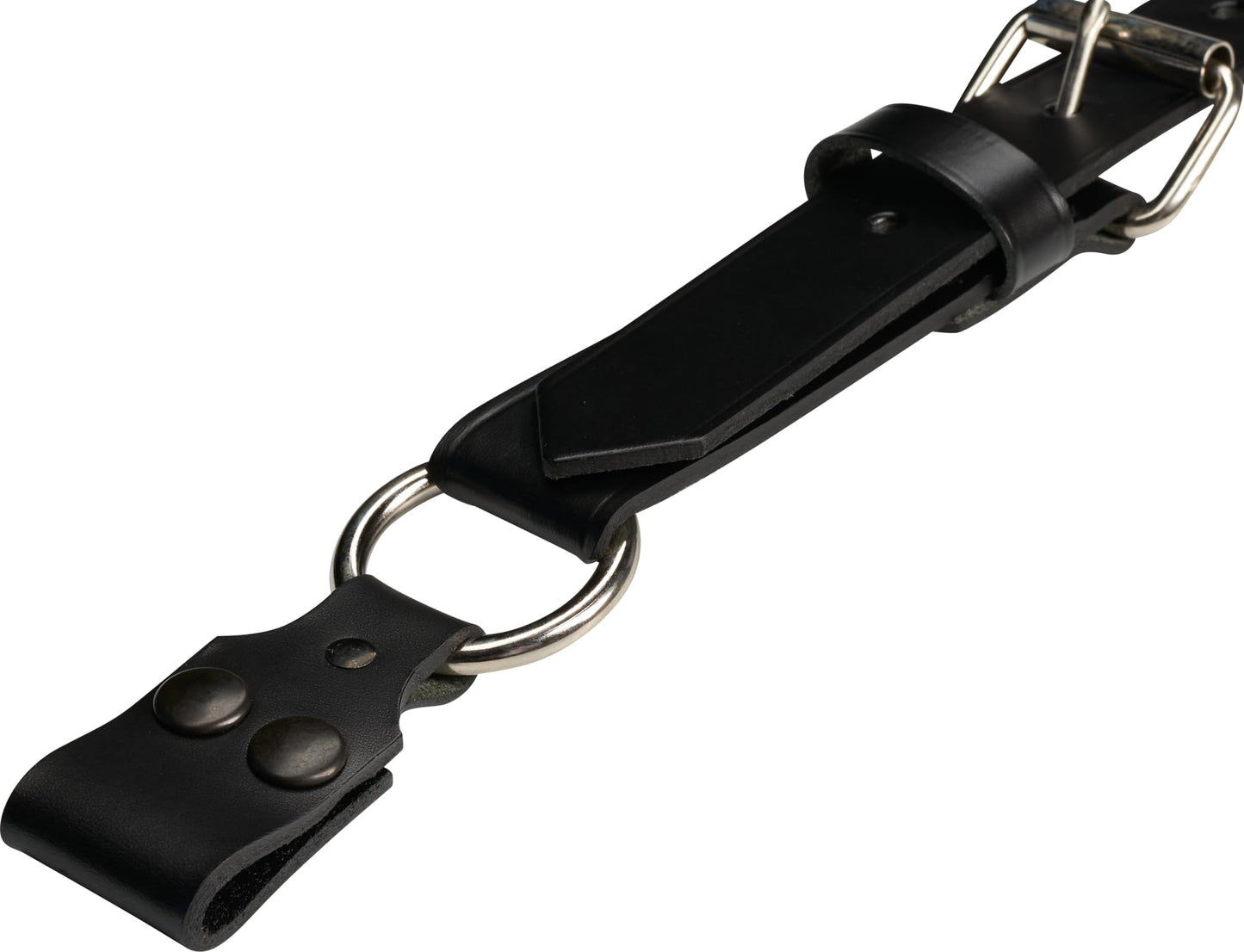 JAY-PEE Firefighter Leather Suspenders with Loop Attachment - Full Grain Black Leather, 4-Point Connection Adjustable Straps