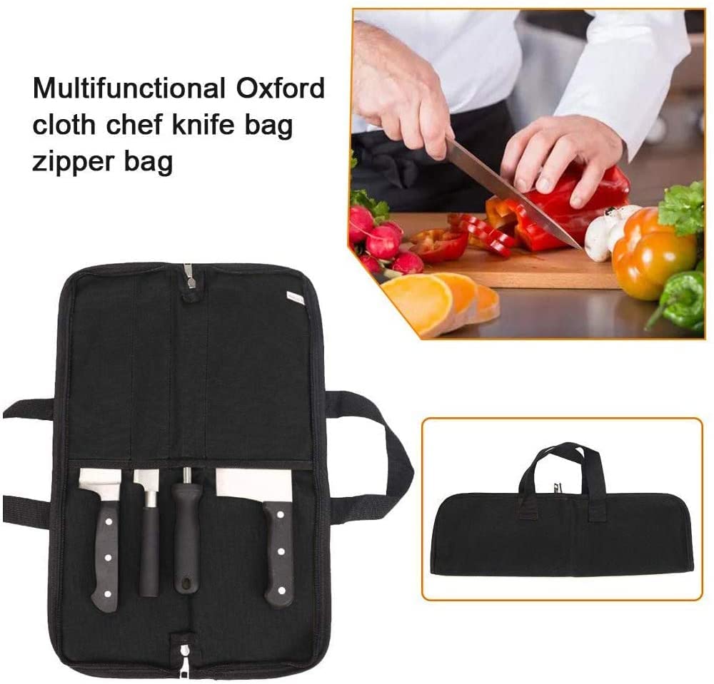 Knife Roll,Heavy Duty Knife Bag,Waxed Canvas knife Case with 4 Slots for Knives & Kitchen Tools,Chef Knife Bag with Handle.Portable Knife Roll Bag for Stroage Home Traveling Camping.Case Knives Pouch