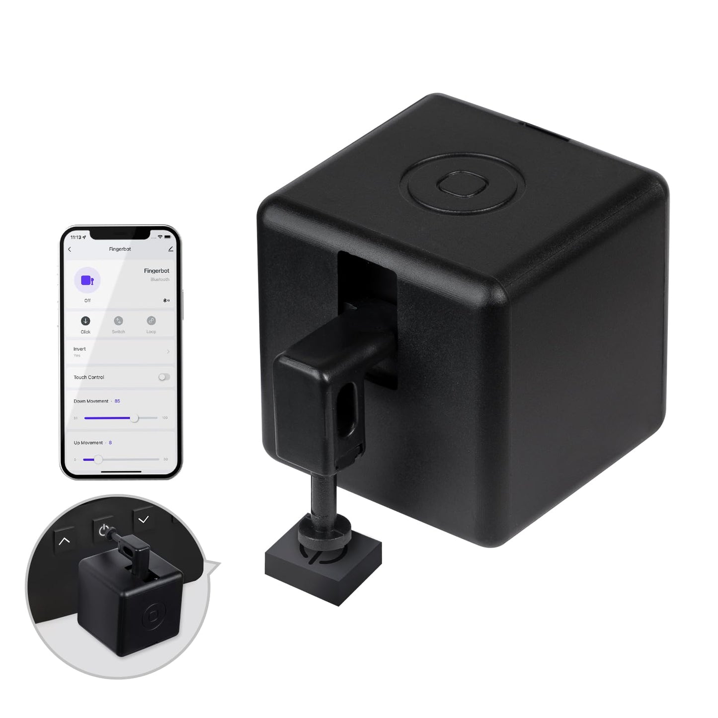 MOES Fingerbot Plus Smart Button Pusher No Wiring Switch, Upgrade with Touch Control, Work with Smart Life App, Add MOES Tuya Bluetooth Hub Make it Compatible with Alexa,Google Home and Timer Control