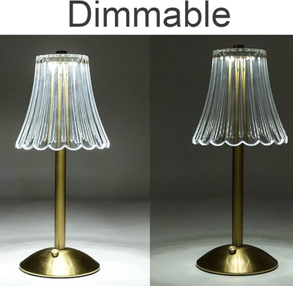 Cordless Table Lamps for Home,Table,Dining Room, Gold Rechargeable Lamps, USB Charge 12'' Tall LED Brass Portable Outdoor Indoor Table Lamp with Built-in Dimmer