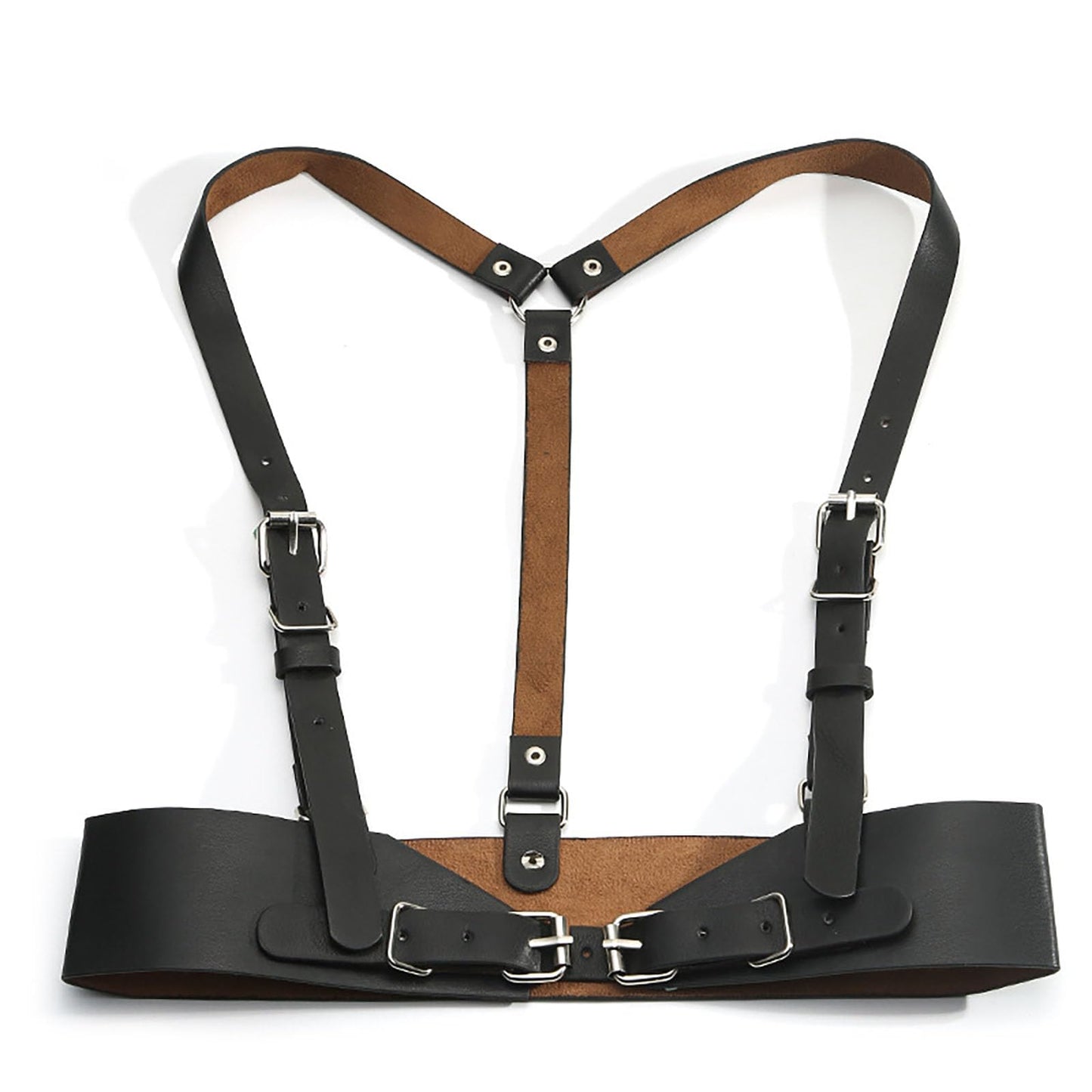 Kutocesy Women PU Leather Harness Belt with Suspenders Adjustable Punk Waist Belt for Shirts Gothic Streetwear Accessory (Black)