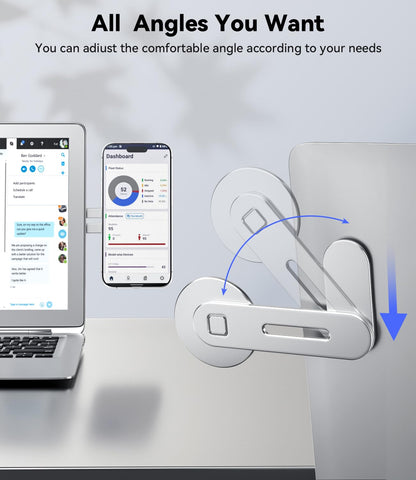 CloudValley Magnetic Phone Holder for Laptop Designed for iPhone 17/16/15/14/13/12 MagSafe, Adjustable Phone Monitor Side Mount, Slim Portable Foldable Computer Expansion Bracket, Silver