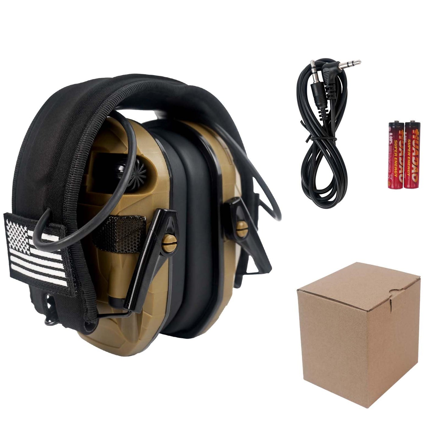 YYTDDUUU Electronic Shooting Ear Protection Earmuffs, 5X Sound Amplification Headphones with NRR 23dB Active Noise Reduction for Hunting & Gun Range（Brown）