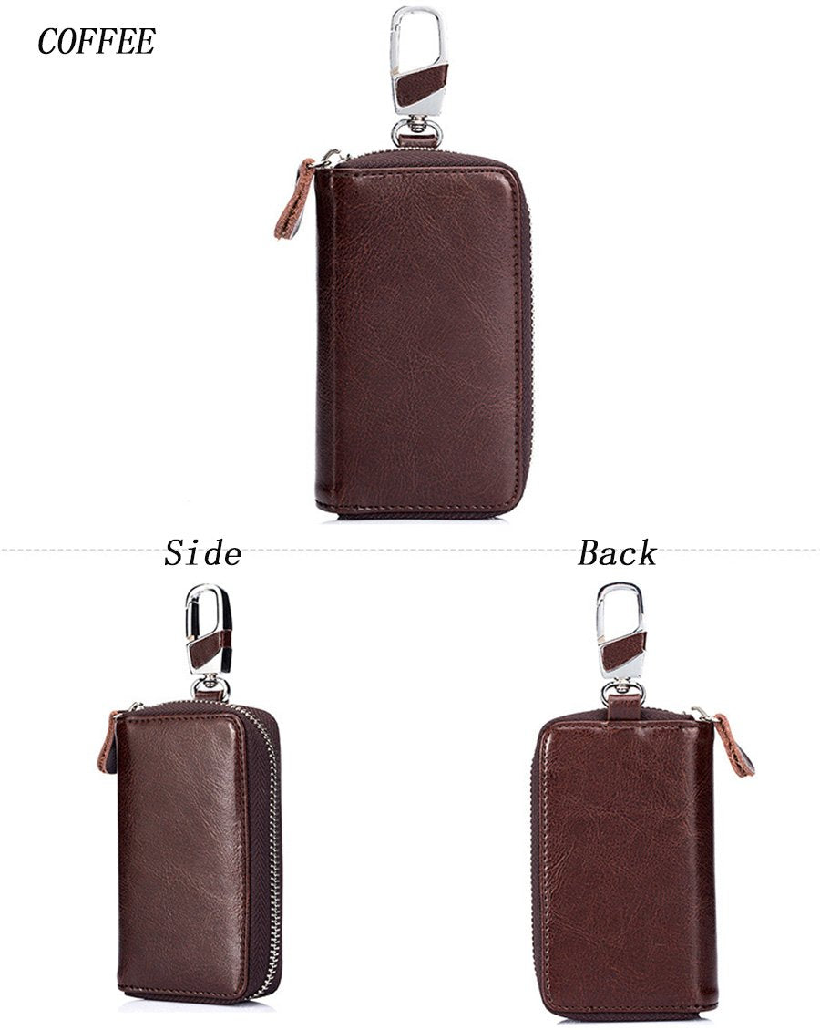 Zitokin Large Leather Key Case Wallet with 12 Hooks & 1 Keychain/Ring for Men or Women (Coffee)