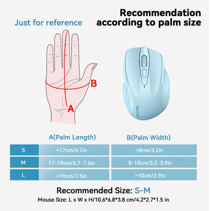 TECKNET Wireless Mouse (BT5.0/3.0 & 2.4G) Rechargeable 4800 DPI Silent USB A & Bluetooth Mouse 6 Buttons, Wide Compatibility - Grey