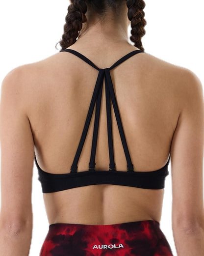 AUROLA Seamless Mercury Workout Sports Bras for Women Athletic Removable Adjustable Backless Minimal Top,Seamless-Black,M