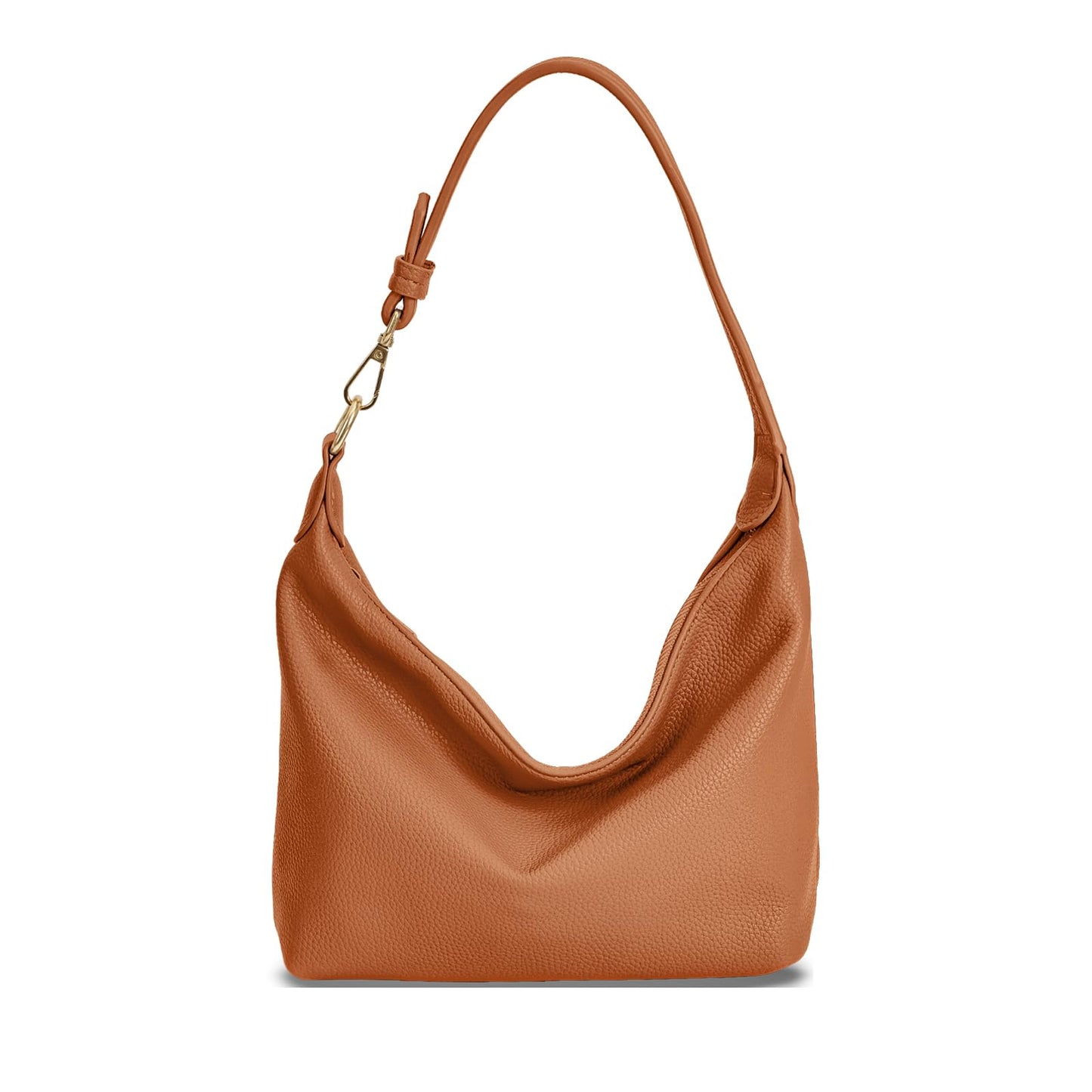 NEBIL Small Hobo Bag For Women Soft Pu Leather Shoulder Purse Slouchy Everyday Trendy Handbags with Zipper (Brown)