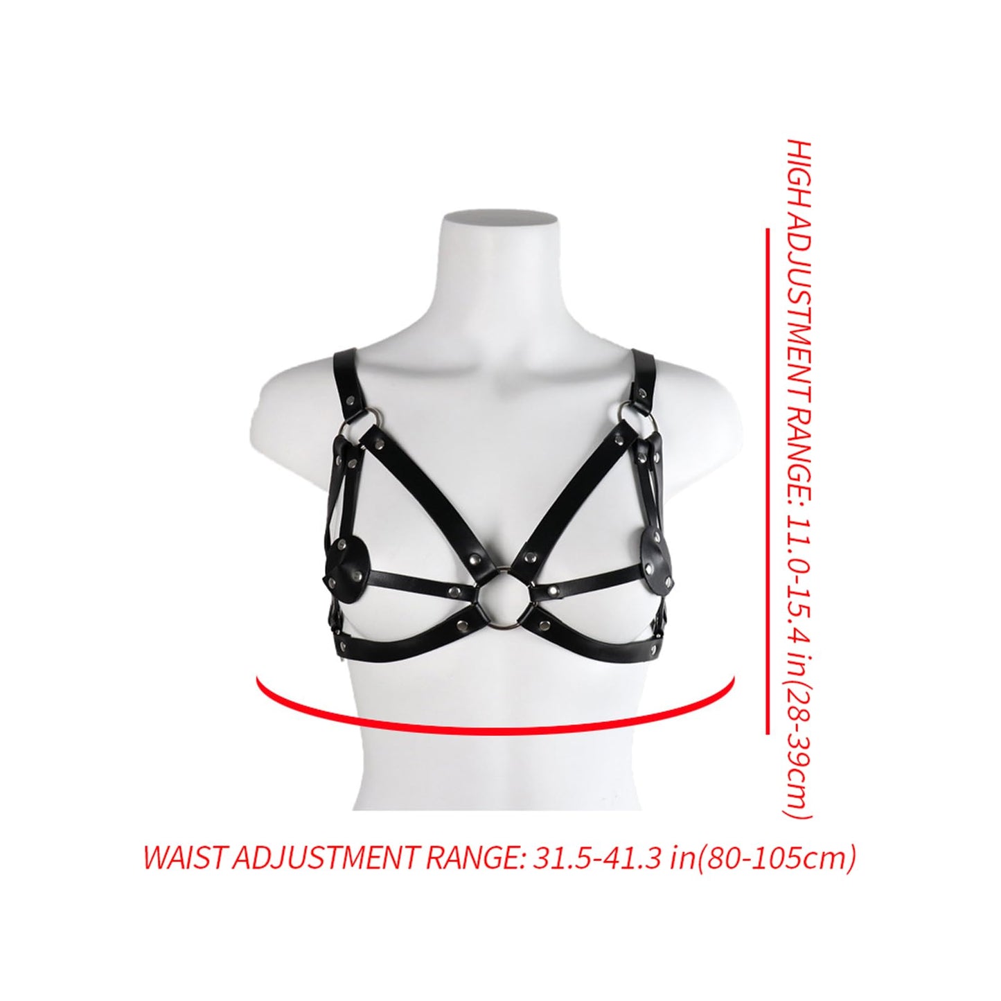 Women's Adjustable Leather Harness Cage Bra Corset Lingerie, Punk Gothic Fetish Bodywear, Sexy Black Bikini Outfit for Women Adults Halloween Costume Party Night Club Rave Play
