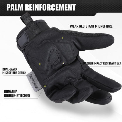 WTACTFUL Rubber Guard Tactical Gloves for Men Full Finger Protection Airsoft Paintball Hunting Hiking Bicycle Cycling Motorbike Motorcycle Black L