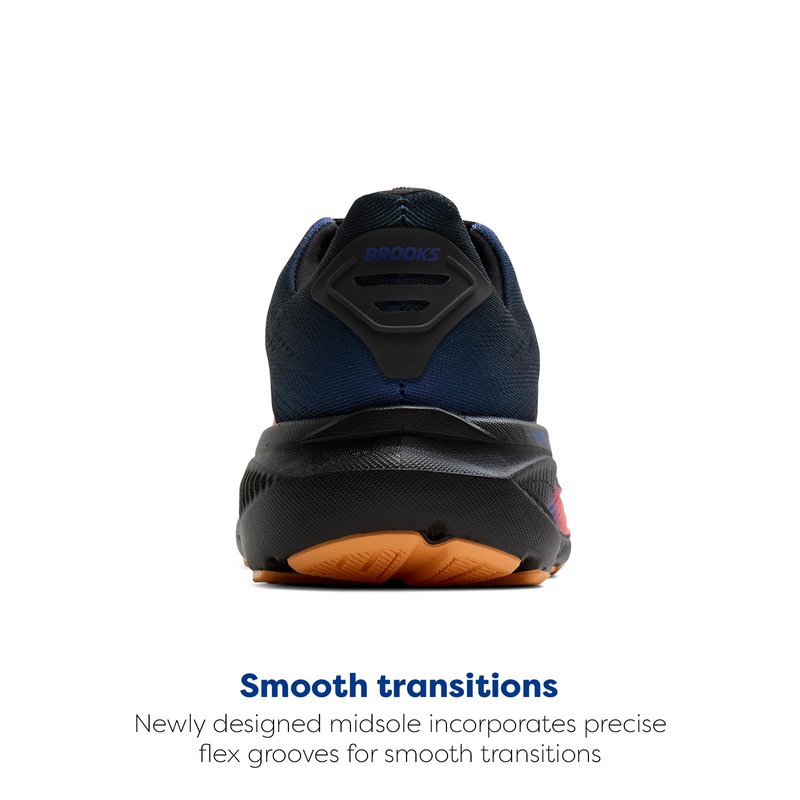 Brooks Women’s Ghost 17 Neutral Running Shoe - Night/Blue/Papaya - 7.5 Medium
