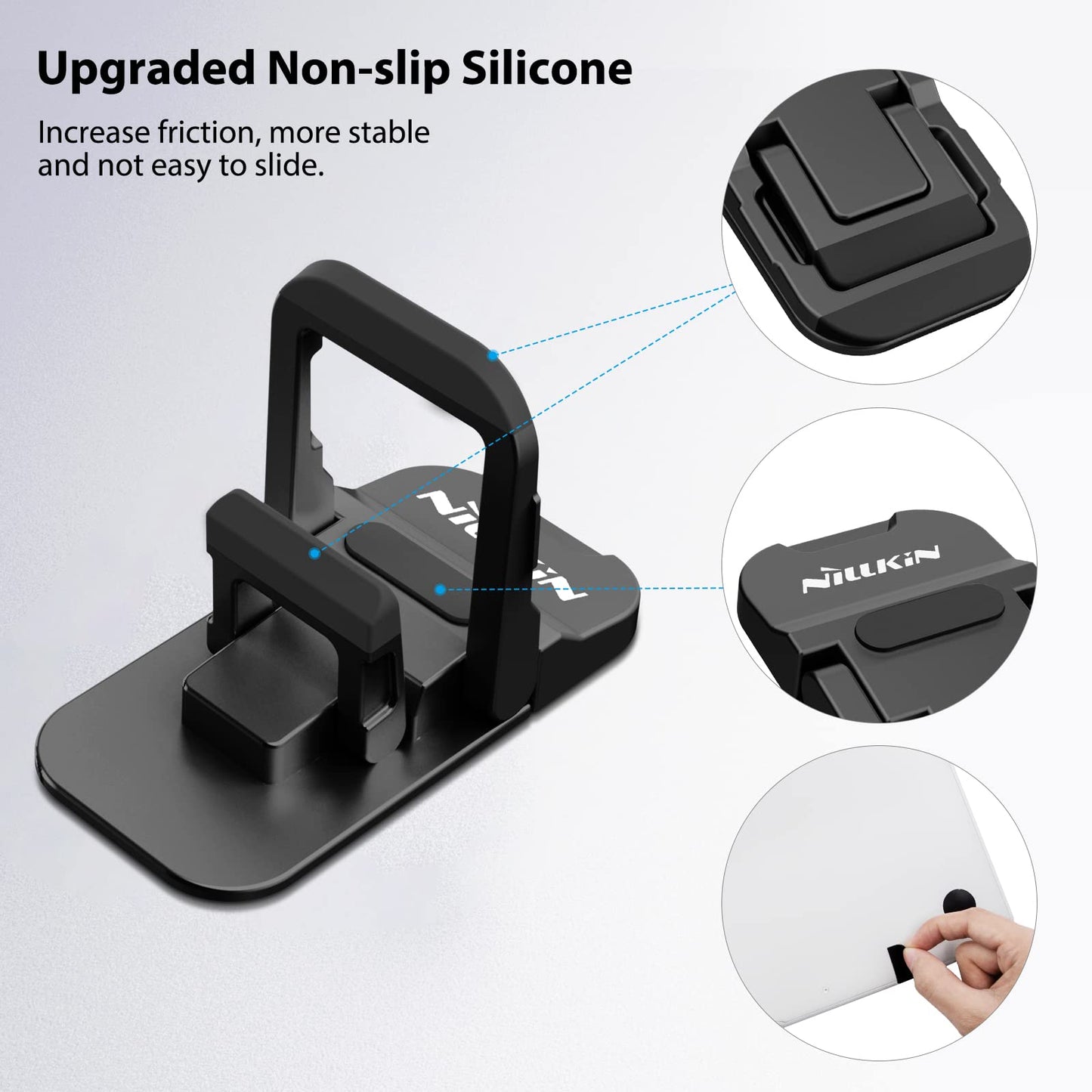 Nillkin Portable Laptop Stand with 3 Adjustable Angles, Flip Keyboard Riser Feet for Most Keyboards, Computer Keyboard Stand for Desktop, MacBook, HP and Other 10-17 Inches Laptop Feet Riser, Black