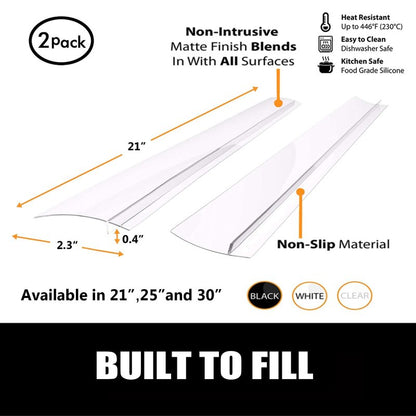 SEVCHY Silicone Stove Gap Covers (2 pack), Oven Gap Filler, Heat Resistant Stove Gap Filler, Seal Gap between Stovetop and Counter, Easy Clean (21 inch, White)