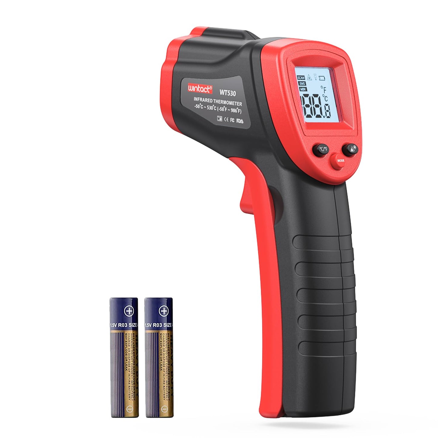Wintact Infrared Thermometer Temperature Gun -58℉ to 1094℉, Digital IR Heat Surface Temp Gun, Non-Contact Laser Thermal Gun for Cooking Food, BBQ, Pizza Oven, Grill, Griddle Accessories