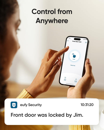 eufy Security Smart Lock C220 with Door Lever, Fingerprint Keyless Entry Door Lock, Built-in Wi-Fi, App Remote Control, Front Door Deadbolt, 8 Months Battery, Reliable Power, IP53 Waterproof