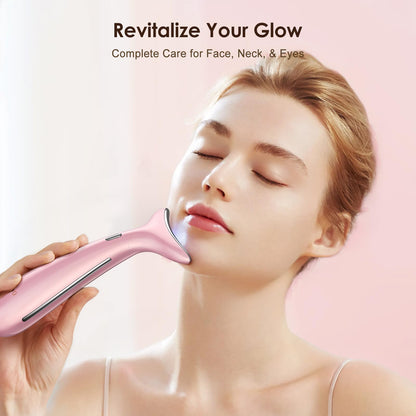 Facial and Neck Massager for Face, Neck - Skin Lifting & Firming - Wrinkle & Dark Circle Reducer - at Home Skin Care Face Sculpting Tool and Neck Massager-Pastel Pink