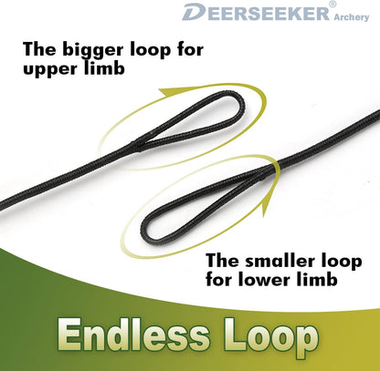 Deerseeker Archery Bowstring Set with 2 Nocking Points Dacron Recurve Bow String Replacement 12, 14, 16 Strands for Traditional Longbow Bow Shooting 48-70 inches（Brown, 1pcs ）