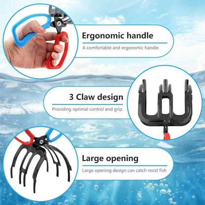 SMILEASE 3 Claw Fish Gripper, Metal Fishing Pliers Gripper, Non-Slip Fish Grabber Tool, Multifunctional Fish Grips Clamp for Catch and Release, Lightweight Fishing Accessories (2 Claw, 1pcs)