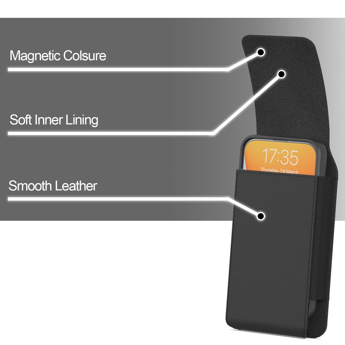 CoverON Holster for Samsung Galaxy A07 A17 A16 A06 A05 A05s A90 A80 A73 A72 A42 A32 A23 A22 A21 A21S A14 A13 A12 A03S Phone Case Belt Clip Magnetic Vertical Leather Pouch (Fit Otterbox or any Case on)