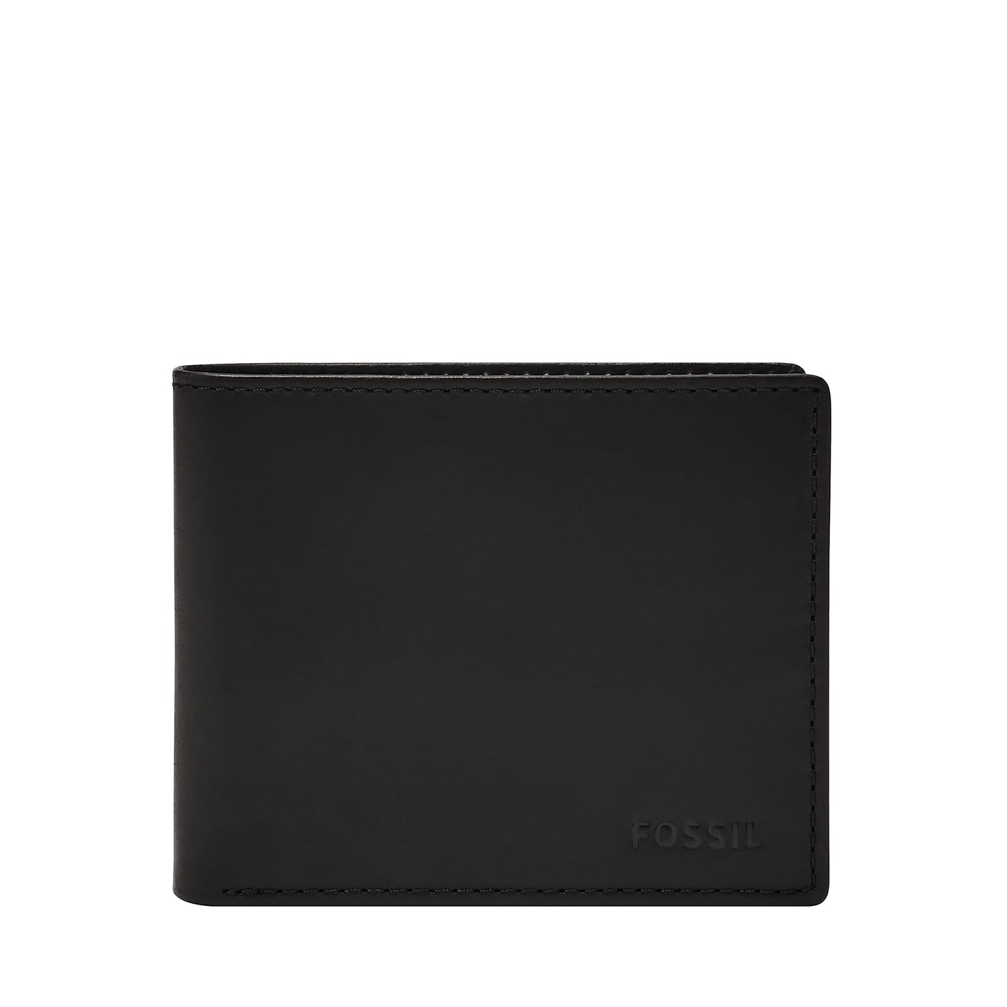 Fossil Men's Wallet, Derrick Leather RFID-Blocking Wallet, Bifold with Flip ID, Black