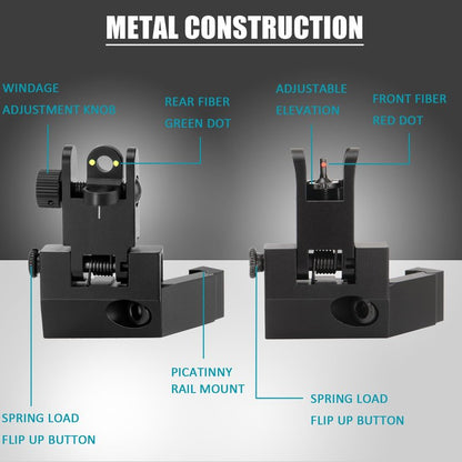 45 Degree Offset Iron Sights, Canted Iron Sights with Red and Green Dots, Flip Up Front Rear Sites Adjustable Front Sight Rapid Transition for Picatinny and Weaver Rails