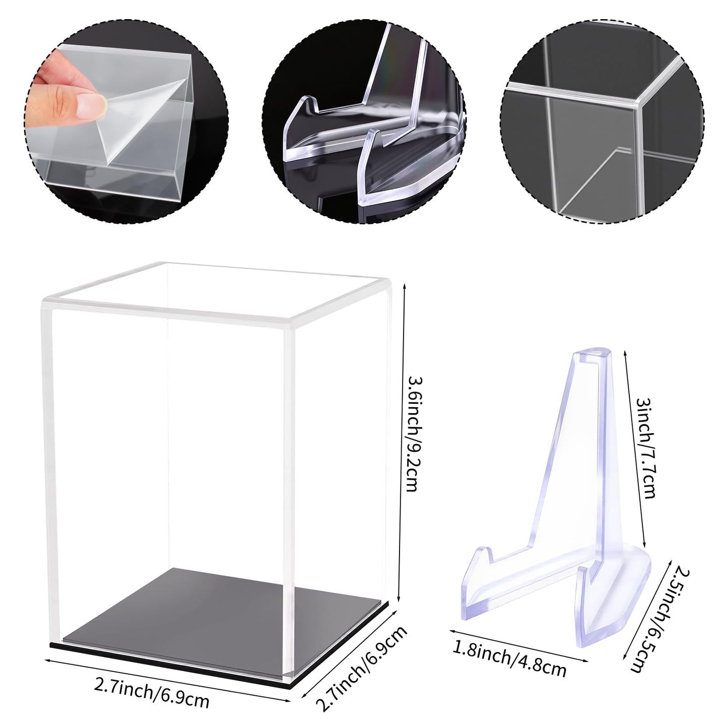Hooqict Championship Ring Display Case Clear Acrylic Ring Case Display Box UV Protected with Base for Sports Baseball Softball Football Single Ring Coin Holder Stand