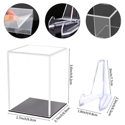 Hooqict Championship Ring Display Case Clear Acrylic Ring Case Display Box UV Protected with Base for Sports Baseball Softball Football Single Ring Coin Holder Stand