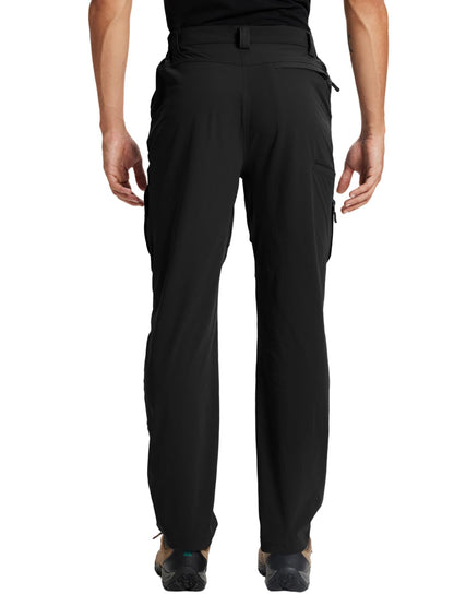 Mens Hiking Cargo Work Nylon Pants - Water & Wear Resistant Breathable Lightweight Stretch Quick Dry - EDC with 6 Pocket Black