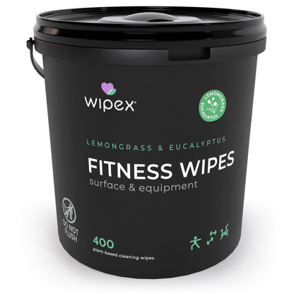 Wipex Yoga Mat Cleaner Wipes - Plant-Based Lemongrass, Eucalyptus & Vinegar Wipes for Gym & Fitness Equipment & All Purpose Gym Cleaning - Safe for Peloton Bikes & Treadmills - 400 Count