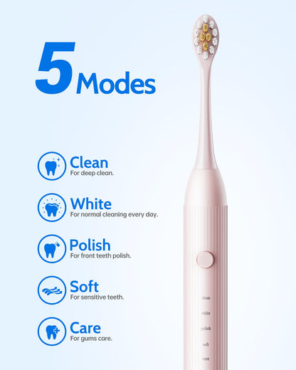 2 Pack Electric Toothbrush for Adults and Kids - Rechargeable Kids Ages 12+ and Adults with 12 Brush Heads & 2 Electric Toothbrush, 90 Days Battery Life - Black and White