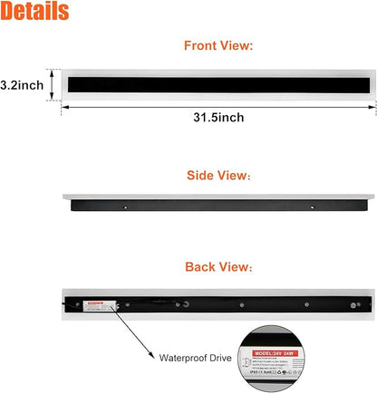 TooCust 1 Pack 31.5in Long Outdoor Modern Led Wall Light, IP65 Waterproof Modern Outdoor Wall Light, 24W Warm Light 3000K, Narrow Strip Light, Long Wall Sconce for Garage, Wired Installation