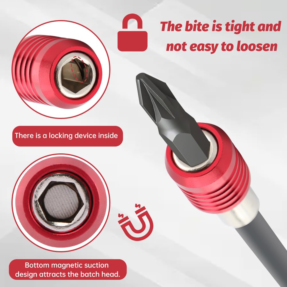 Drill Bit Extension Set, 4 Pack 1/4 Inch Hex Shank Quick Release Extension Adapter for Impact Driver Screws Nuts Drill(COLOR:As shown)