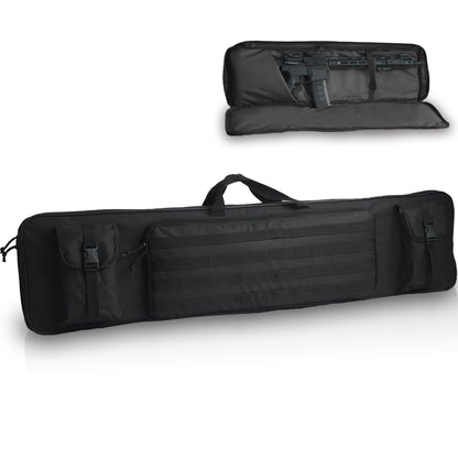 KOKKOYA Soft Gun Case for Rifles and Shotguns Long Scoped Rifle Range Bag Backpack with Tactical Pockets Durable Oxford Fabric Adjustable Sling Dual (black, 34 inch x 12 inch)