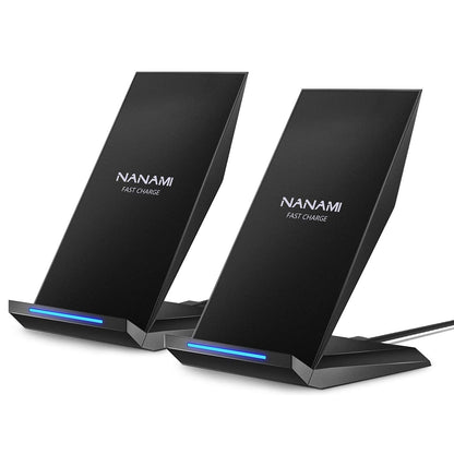 Fast Wireless Charger, [2 Pack] NANAMI Qi Certified Wireless Charging Stand Compatible iPhone 17/17 Air/17 Pro/17 Pro Max/16/15/14/13/12, Phone Charger for Galaxy S25/S24/S23/S22 and Qi-Enabled Phone