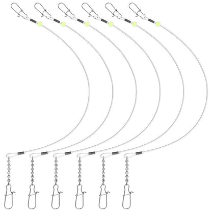 Threlaco 6 Pcs Trolling Bumper for Trolling Flashers Dodgers Fishing Leader Saltwater Leader Line Bottom Rigs Clear Nylon Surf Fishing Steel Tackle Rigs with Swivel Snaps Beads(18 Inch)