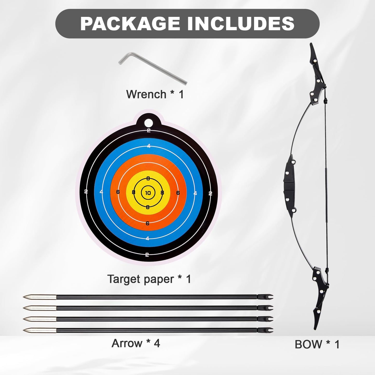 9.4inch Mini Lever Bow Recurve Bow Stainless Steel Includes 4 Arrows and Target Paper