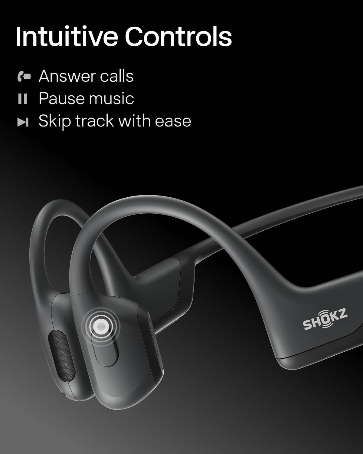 SHOKZ OpenRun Pro-Bone Conduction Headphones, Open-Ear Bluetooth Wireless Sport Headphones for Running and Workout, Sweat Resistant, Long Battery Life, Premium Deep Bass, Mic，with Hair Band, Black