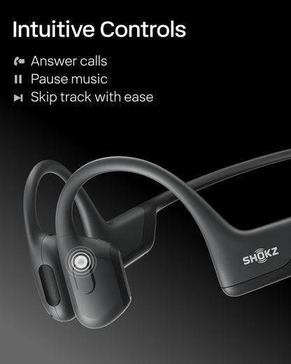 SHOKZ OpenRun Pro-Bone Conduction Headphones, Open-Ear Bluetooth Wireless Sport Headphones for Running and Workout, Sweat Resistant, Long Battery Life, Premium Deep Bass, Mic，with Hair Band, Black