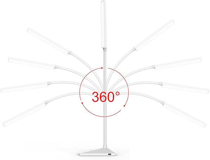 RAOYI LED Desk Lamp, 12W Dimmable Table Lamp Eye-Caring Reading Light with USB Charging Port Touch Control 5 Color Modes 7-Level Brightness Adjustable for Office Home Bedroom (White)